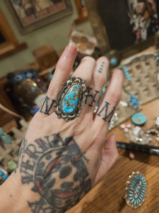 Robert Shakey Repousse Turquoise Ring