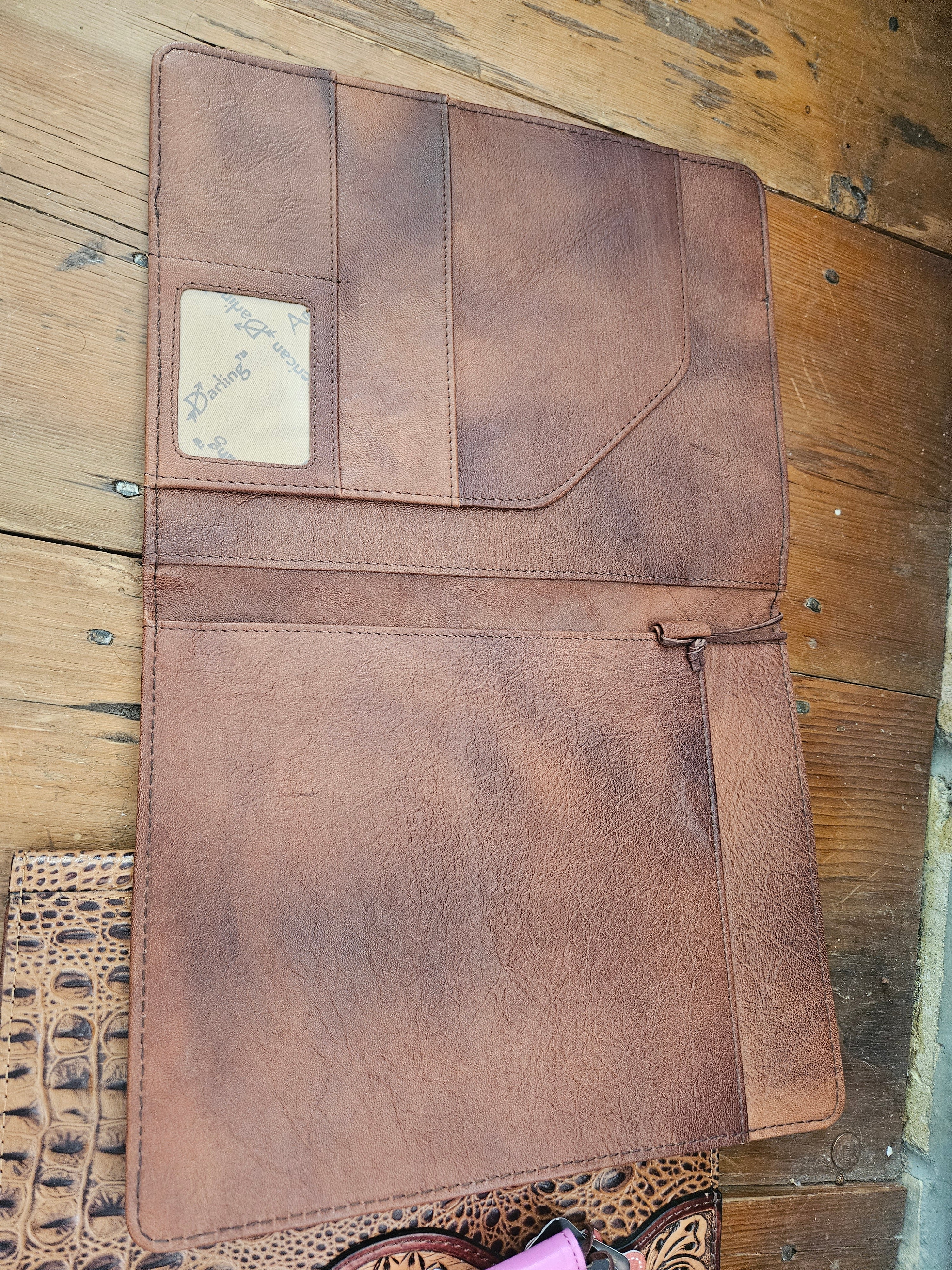 Turquoise Croc and Jewel Leather Tooled Note Pad Holder Portfolio