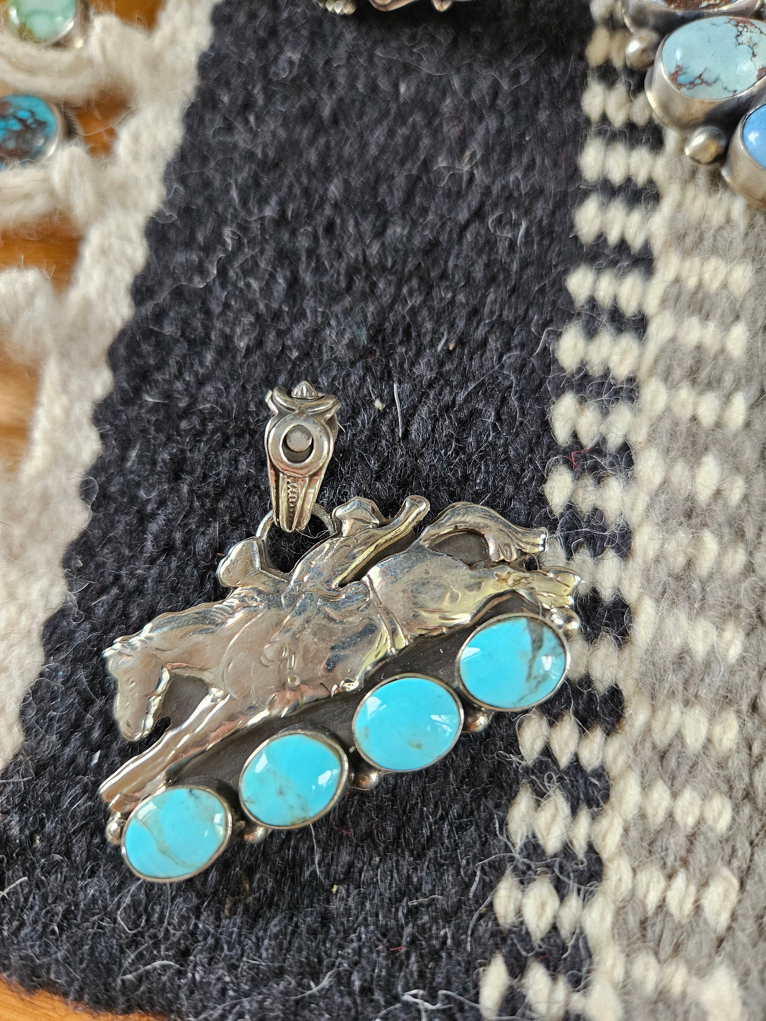 Bucking Bronc Turquoise Horse Pendant