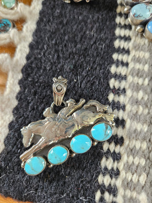 Bucking Bronc Turquoise Horse Pendant
