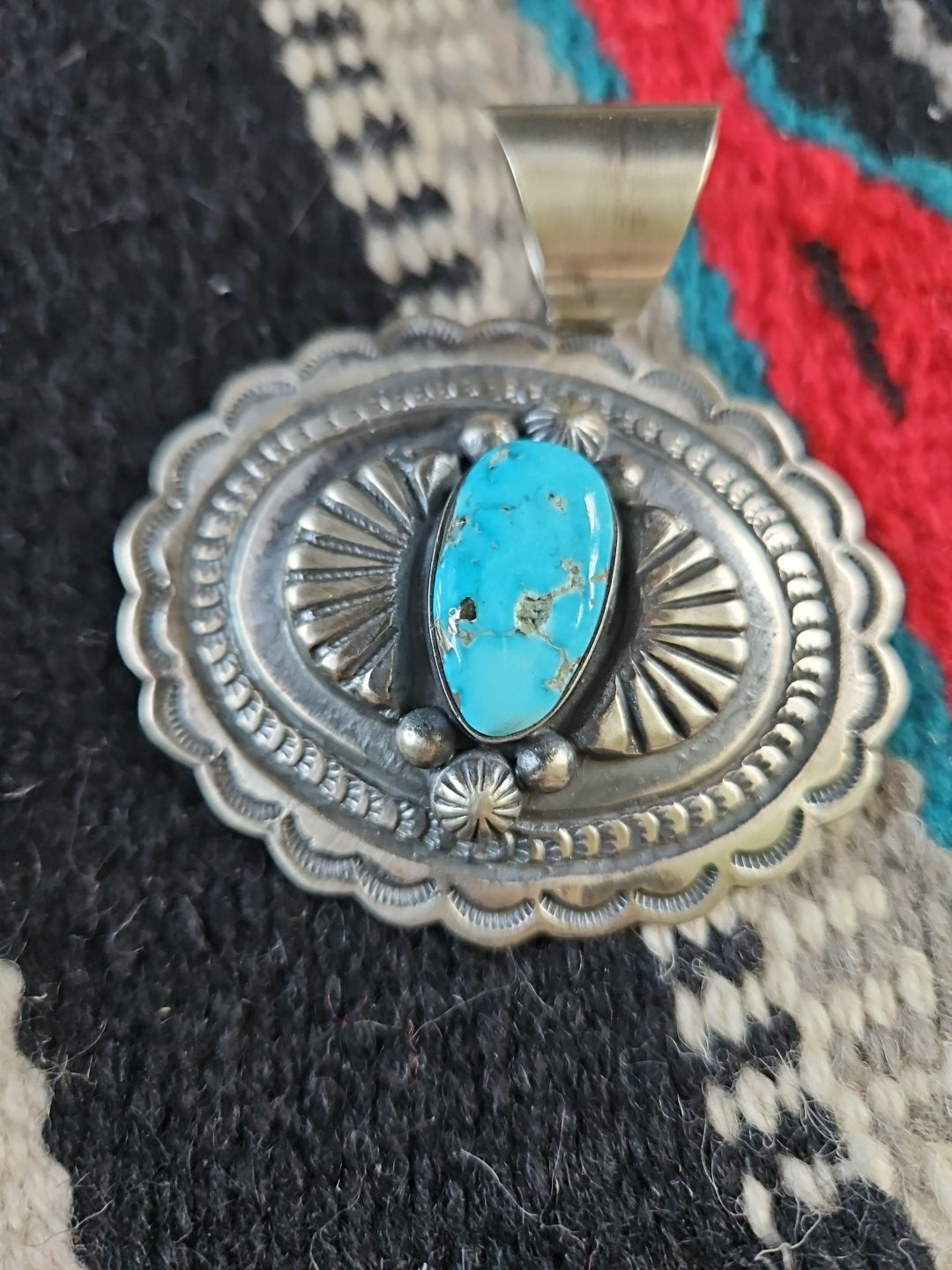 Whitewater Turquoise Big Concho Pendant