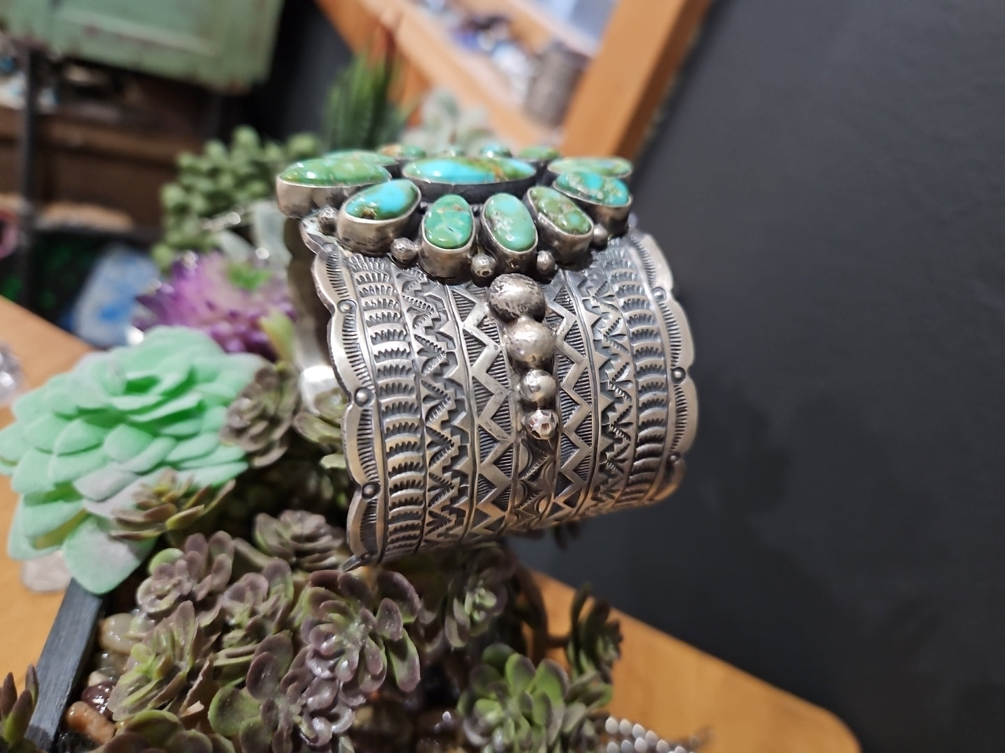 Sonoran Gold Turquoise Cluster Statement Cuff SALE