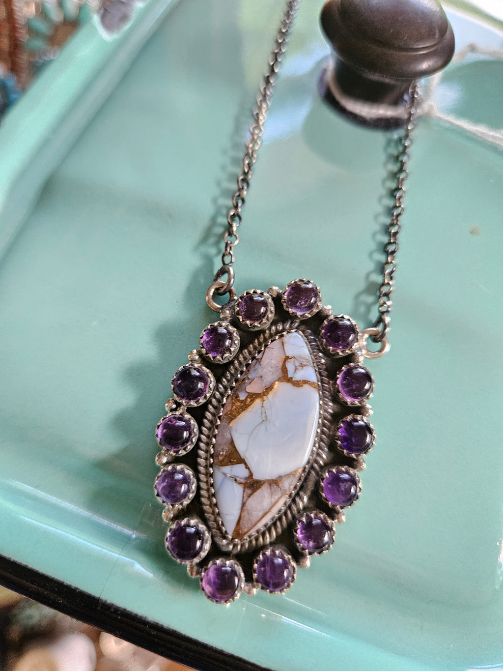 Beautiful Purple & Blue Cluster Necklace SALE