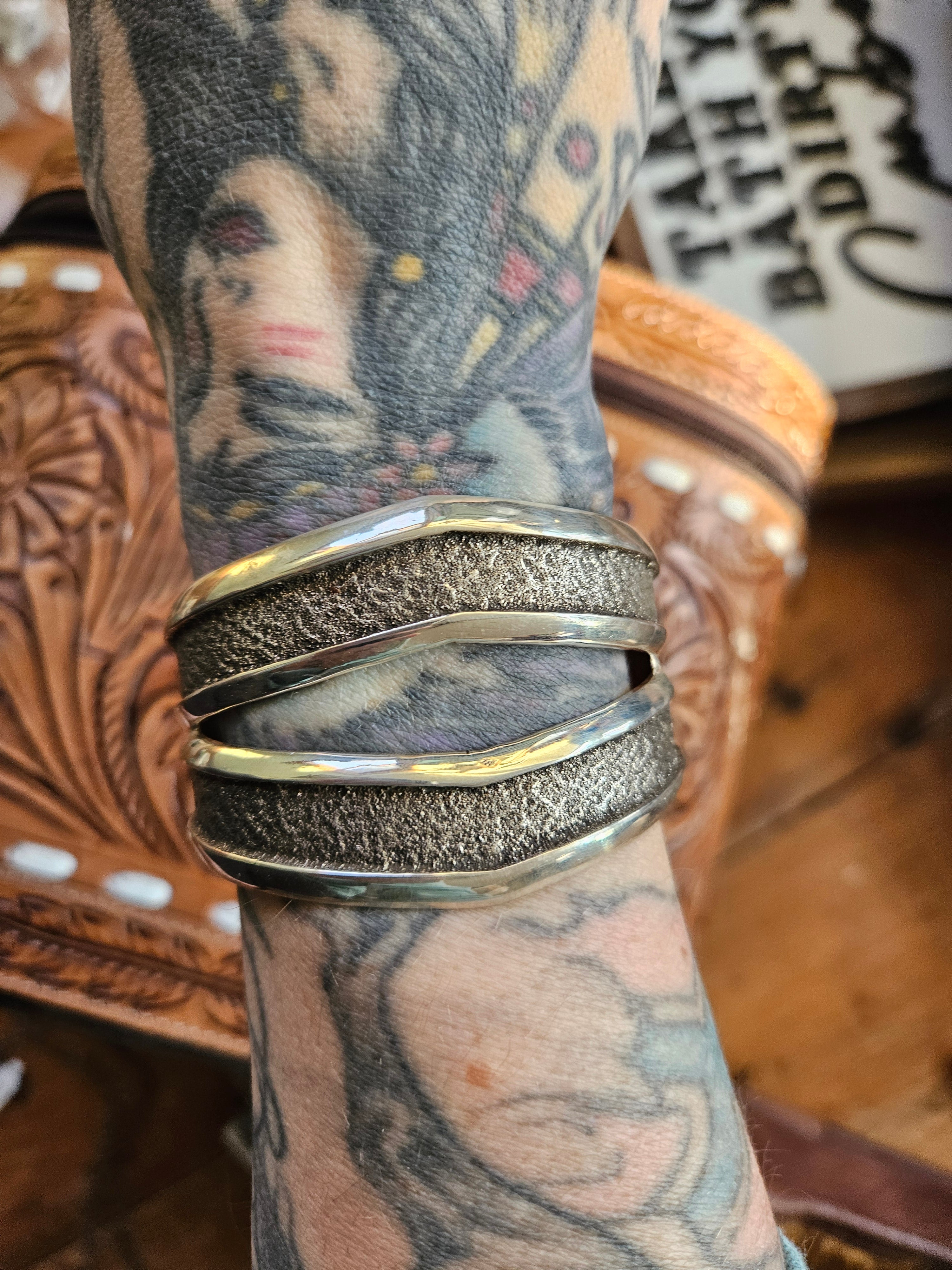 Chevron Tufa Sterling Cuff