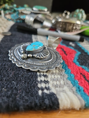 Whitewater Turquoise Big Concho Pendant