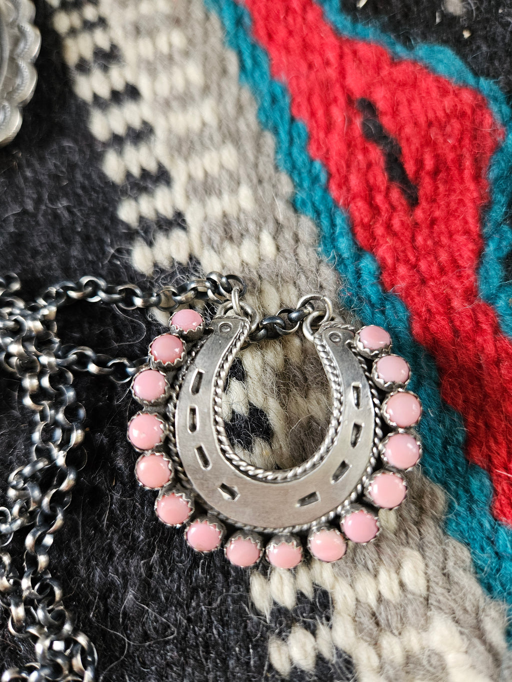 Pink Conch Horseshoe Necklace