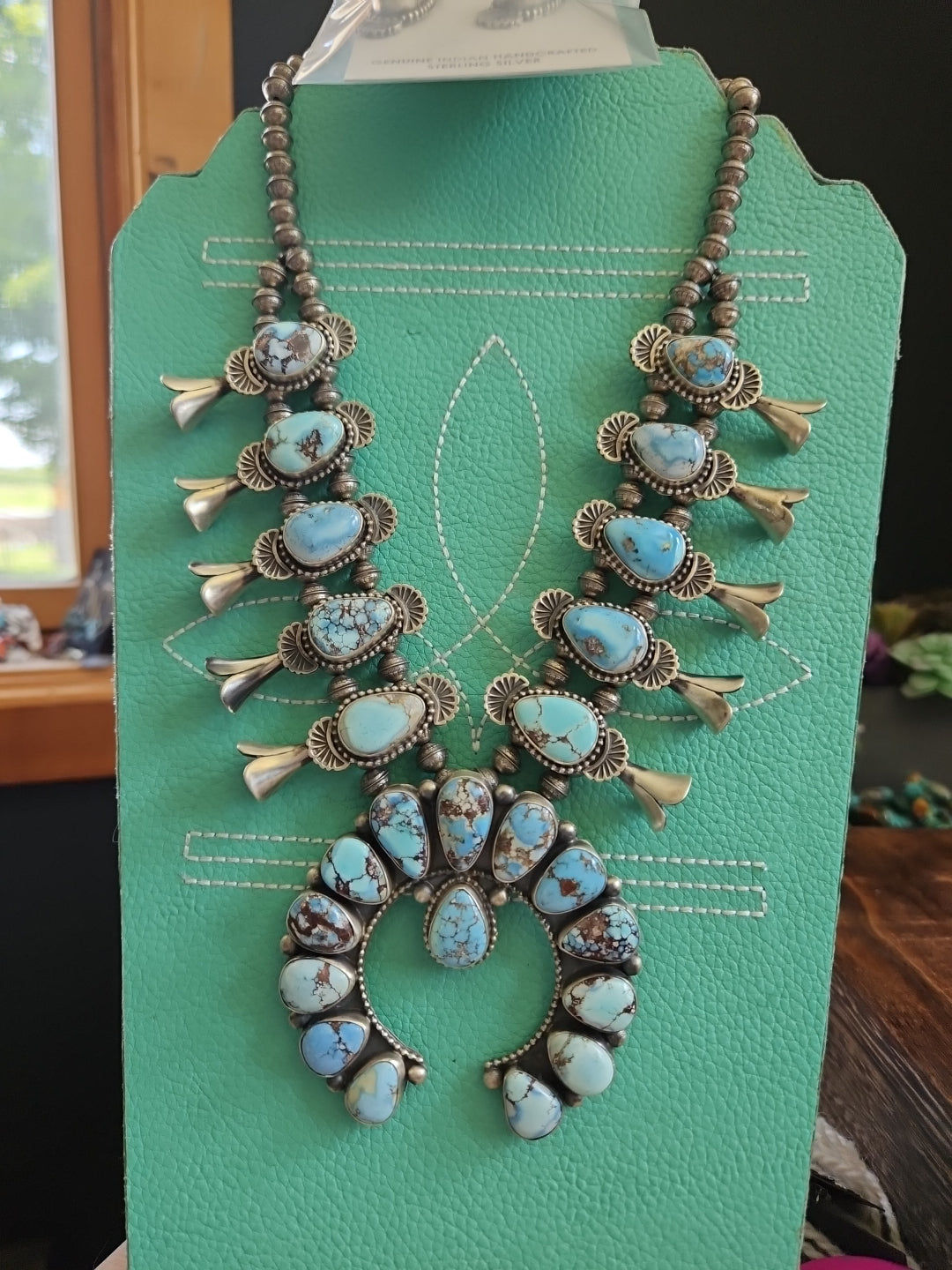 Gorgeous Golden Hills Turquoise Squash Blossom Heirloom Necklace Set SALE