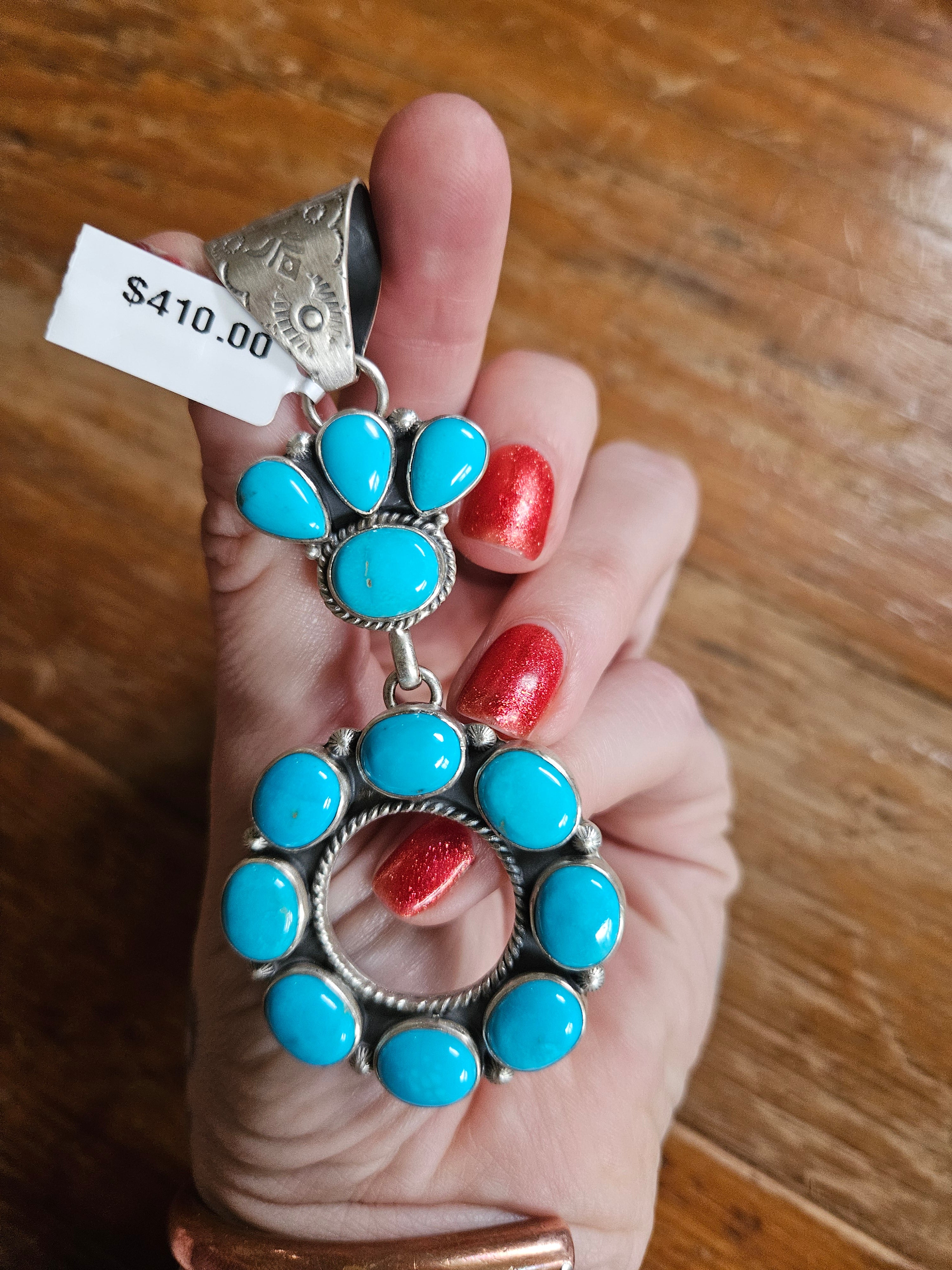 Big Turquoise Circle Cluster Statement Pendant SALE