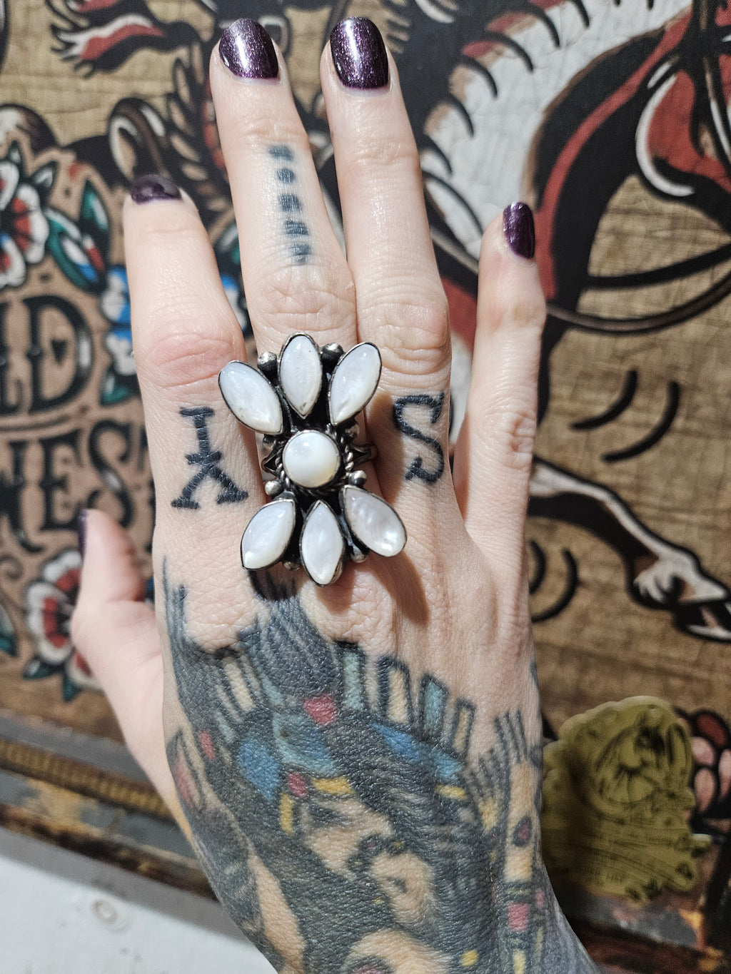 Mother of Pearl Cluster Ring