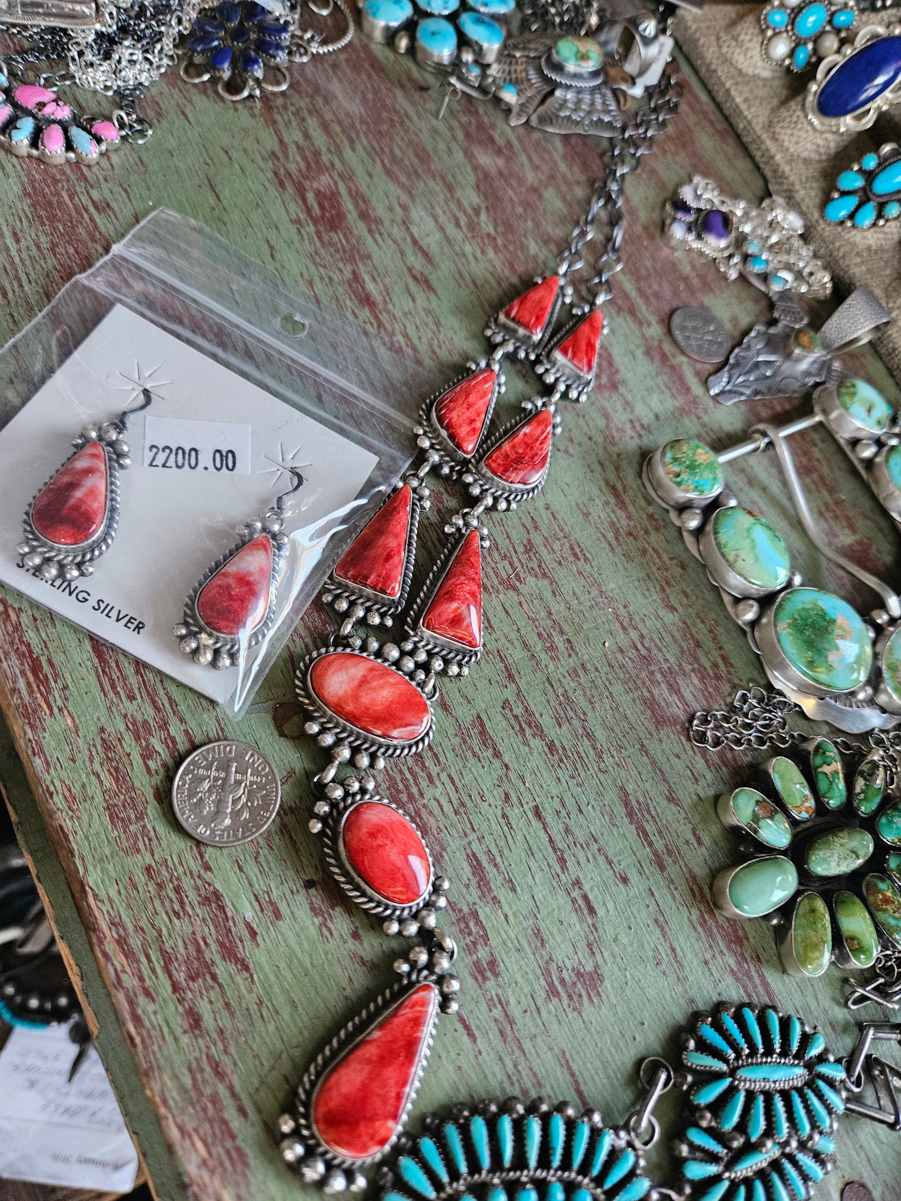 Red Spiny Oyster Lariat Set