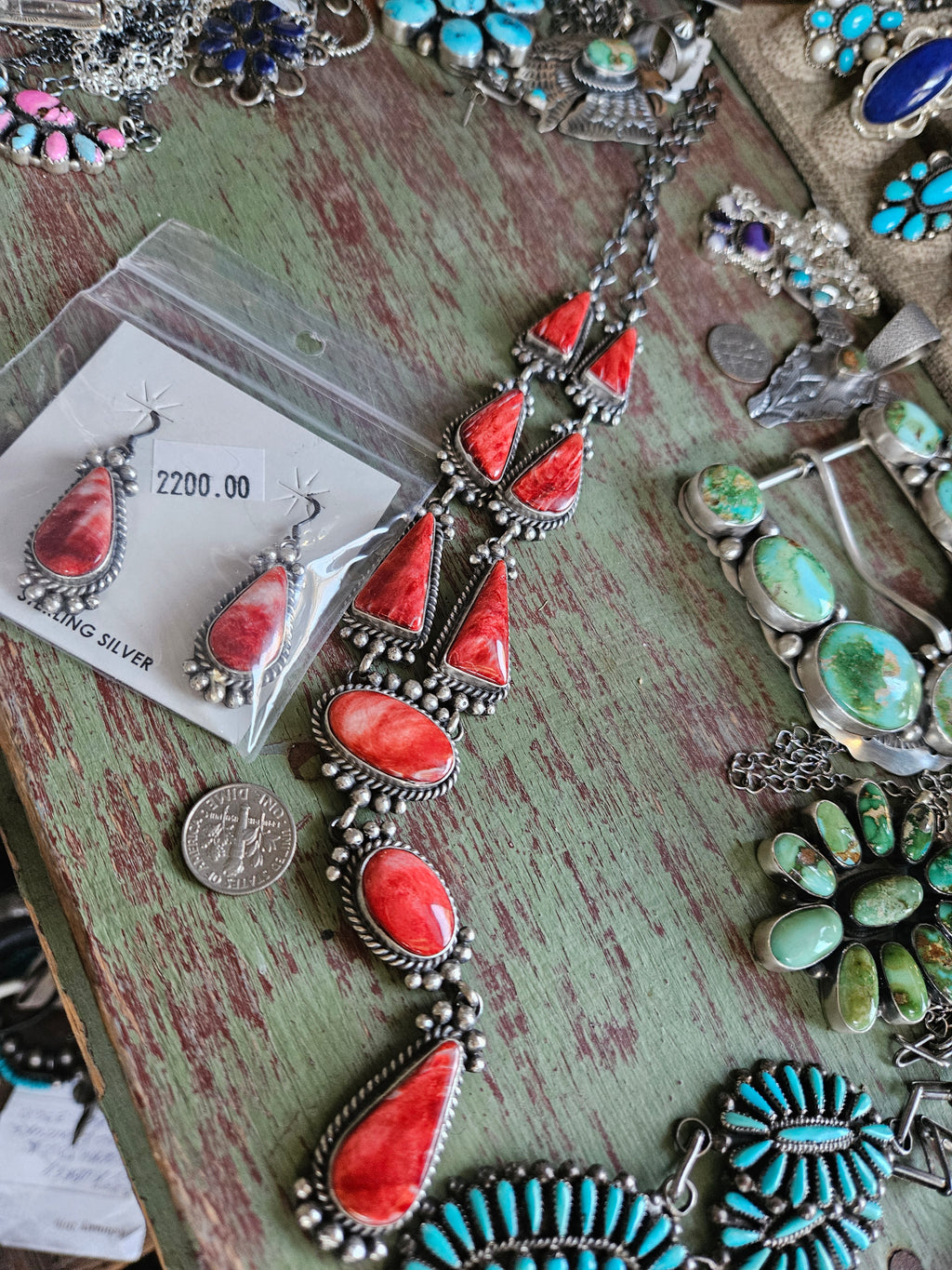 Red Spiny Oyster Lariat Set