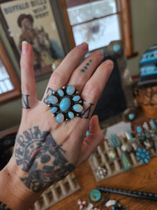 Blue Opal Cluster Ring