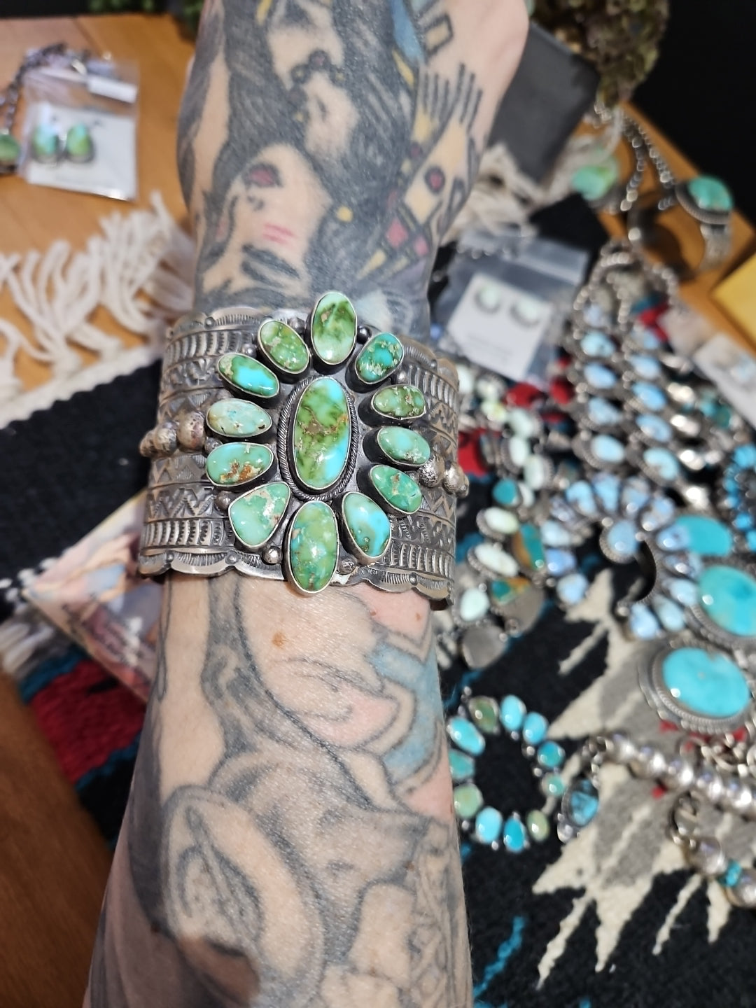 Sonoran Gold Turquoise Cluster Statement Cuff SALE