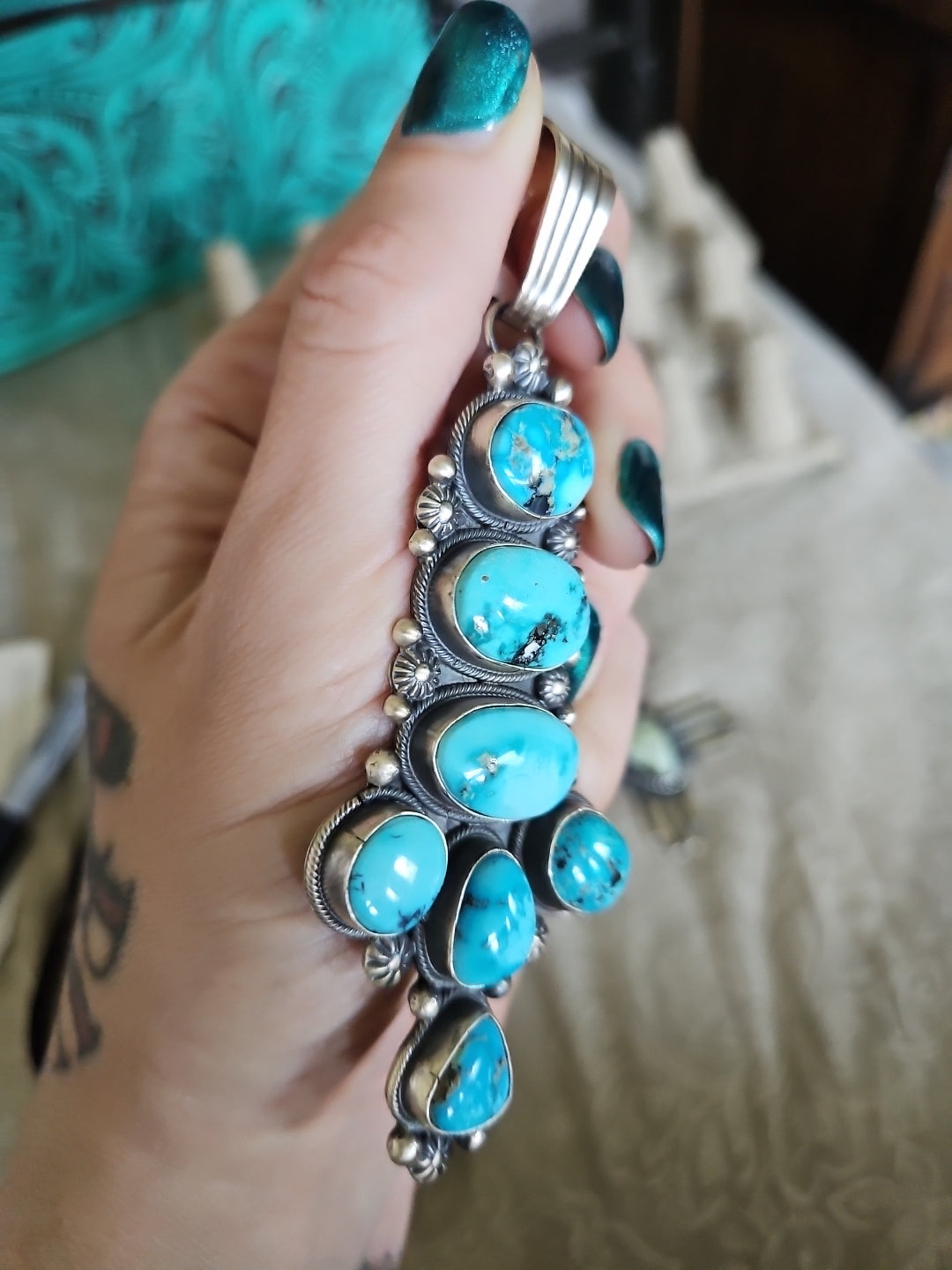 Gorgeous Blue Turquoise Statement Pendant