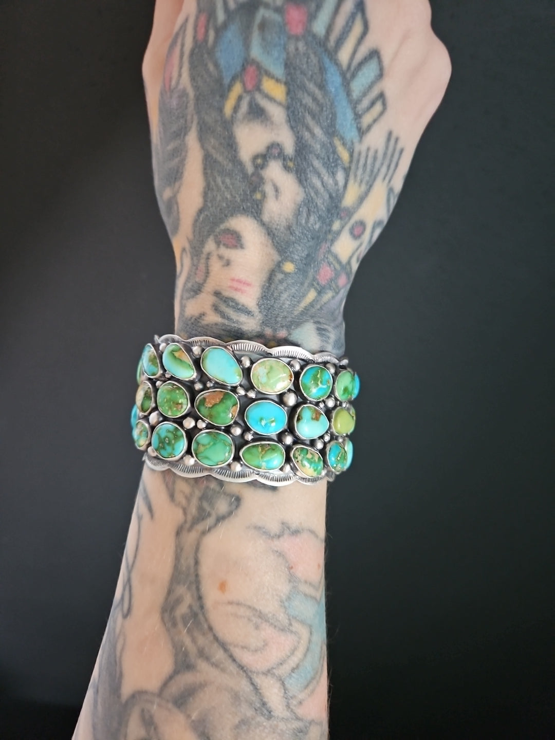 Sonoran Gold Turquoise Cluster Statement Cuff SALE