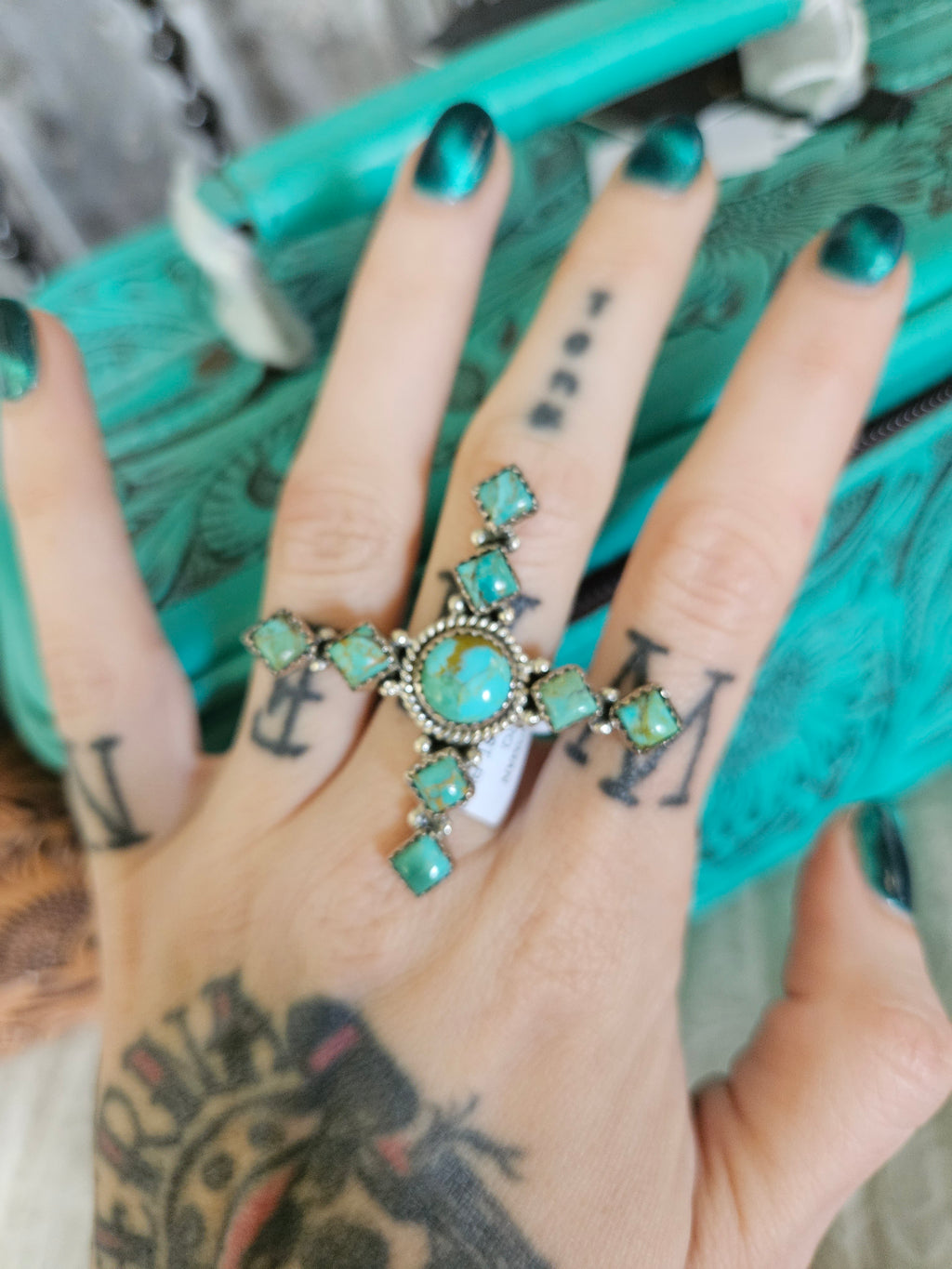 Turquoise Cross Ring