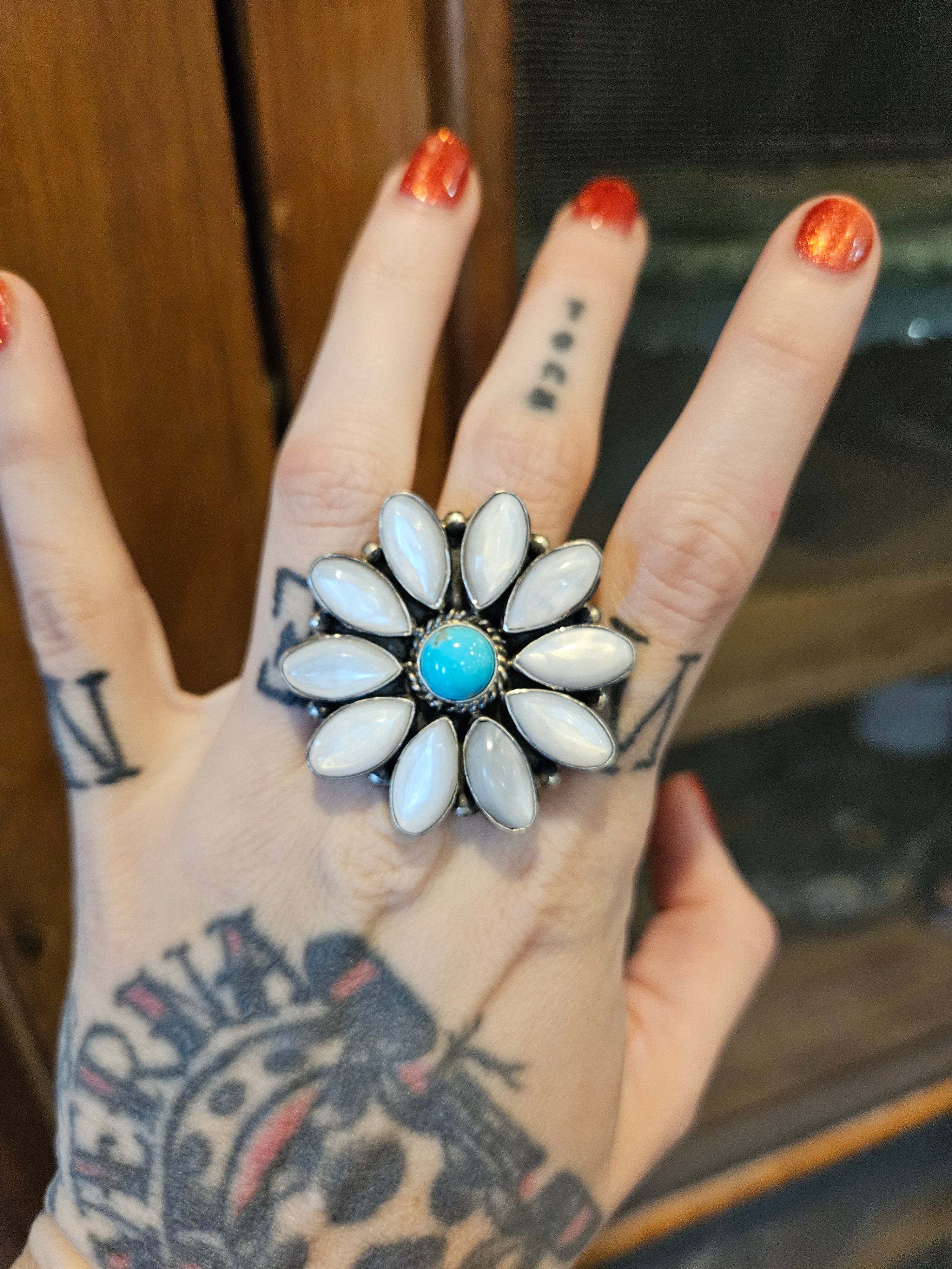 Mother of Pearl and Turquoise Ring