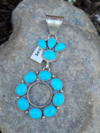 Big Turquoise Circle Cluster Statement Pendant SALE