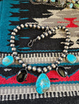 Onyx and Turquoise Statement Necklace by Chimney Butte SALE