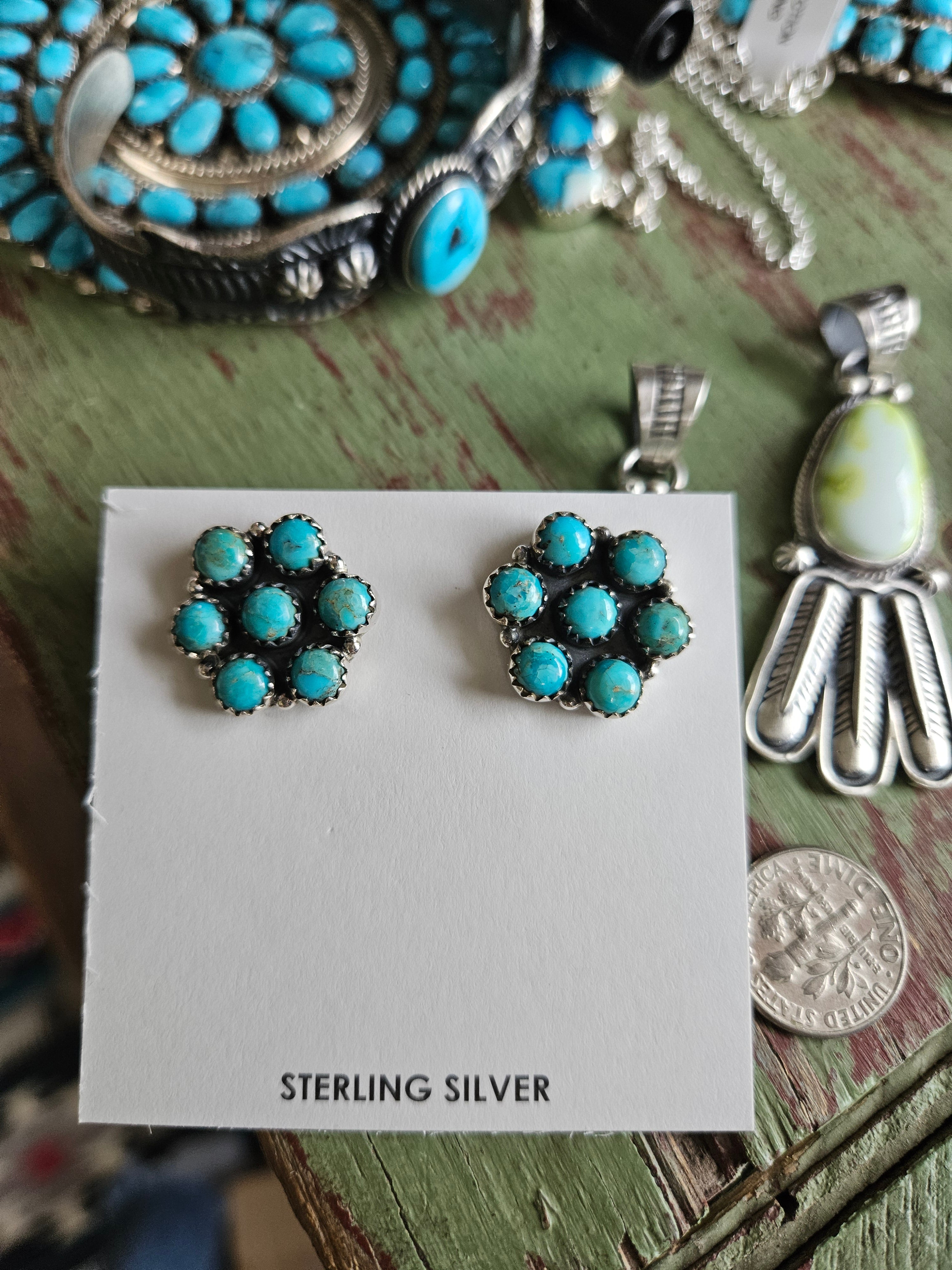 Turquoise Cluster Earrings