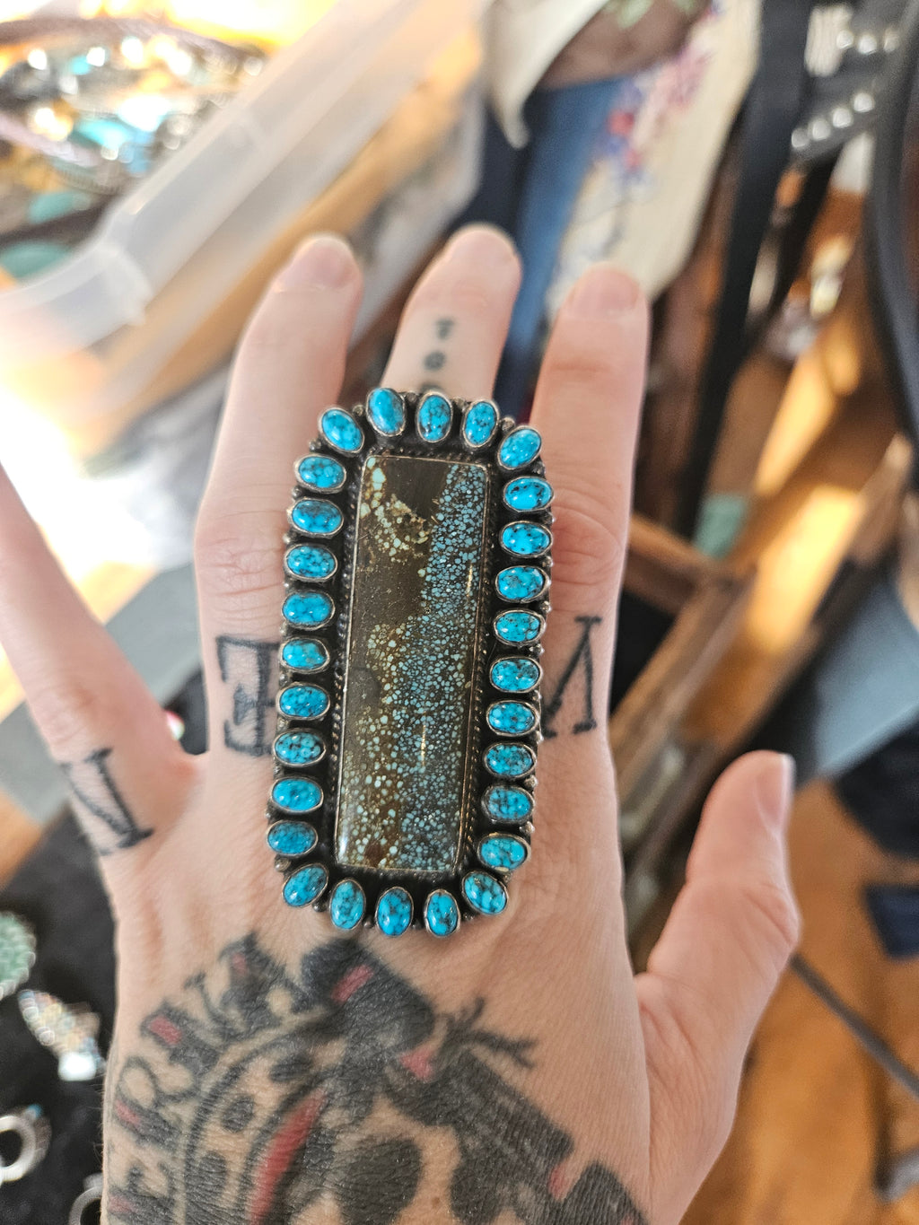 Turquoise Cluster Statement Ring