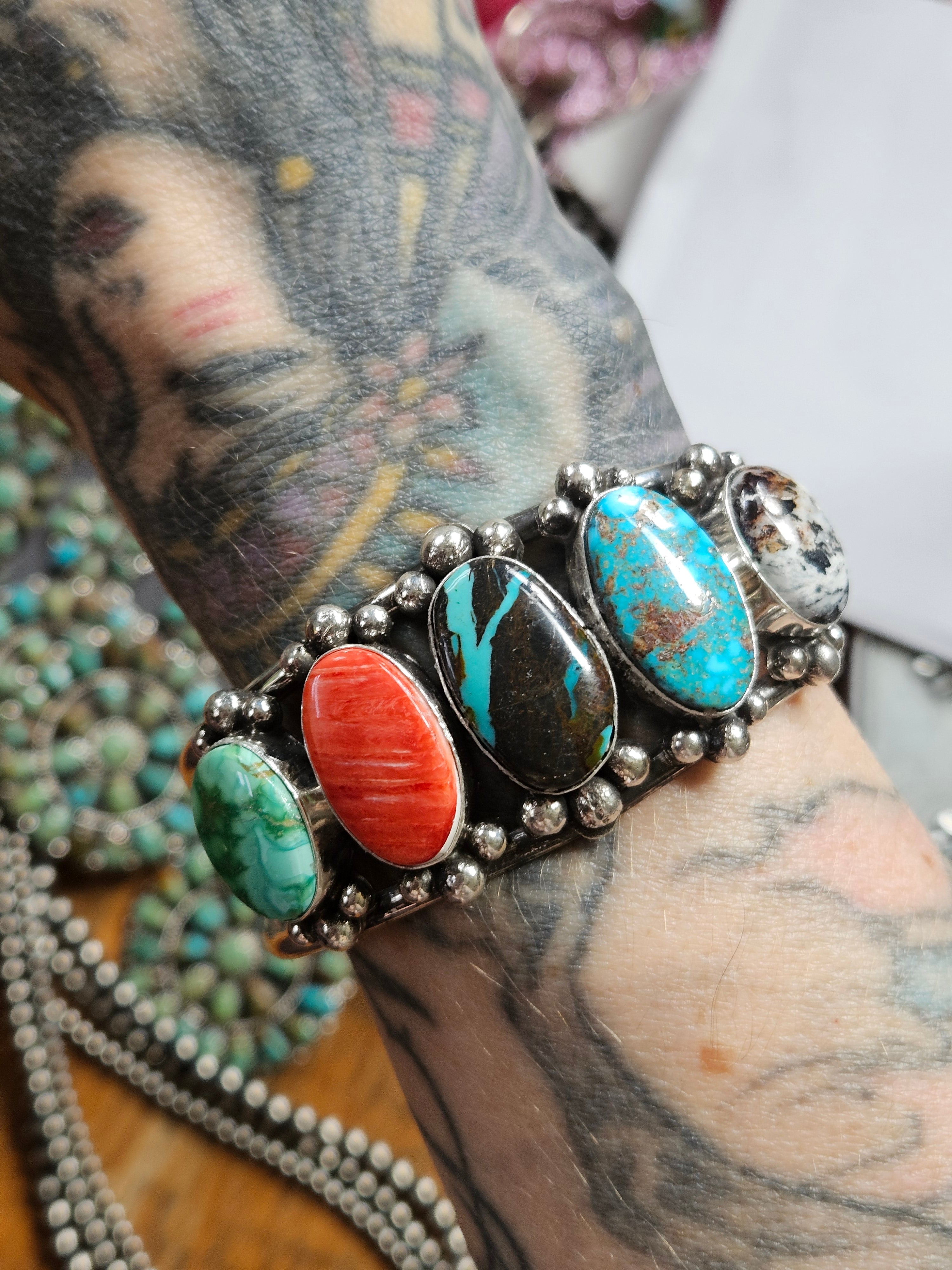 Heavy Sterling Rainbow Cuff