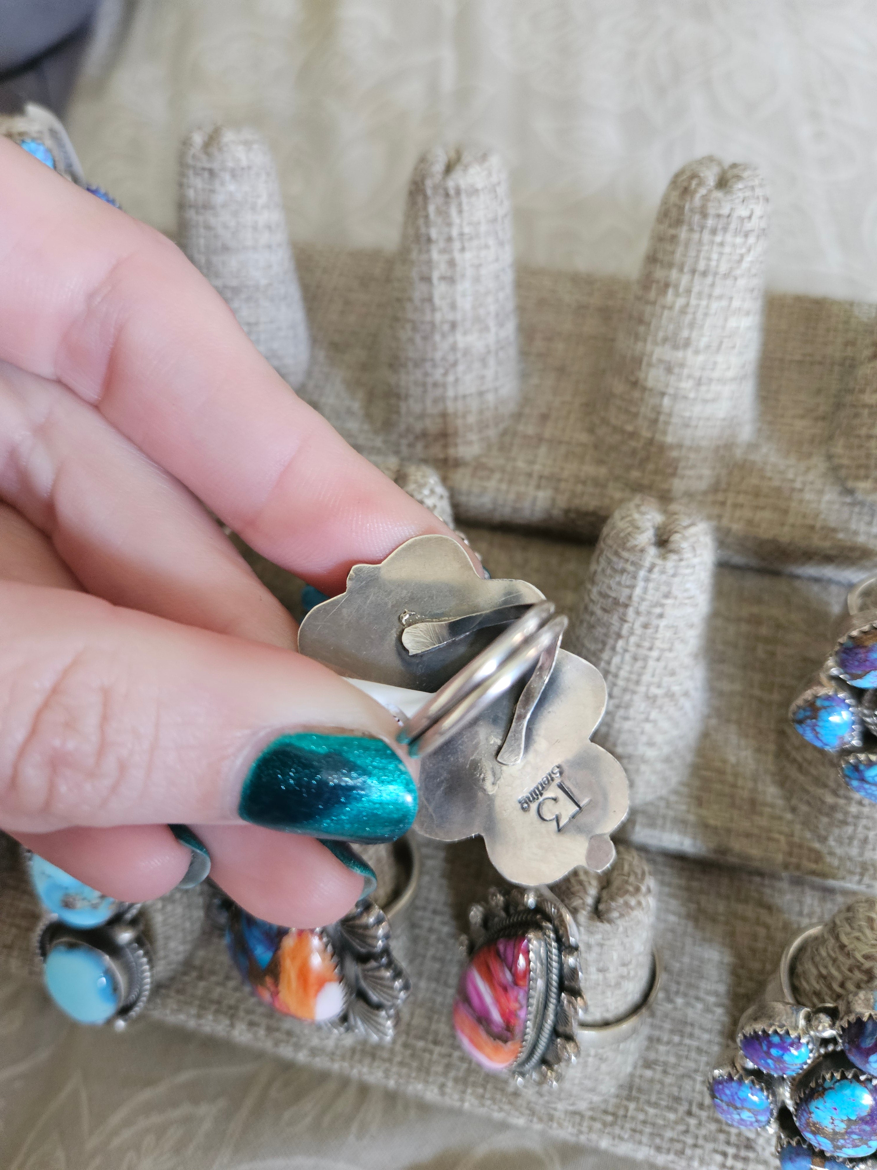 Pink Dahlia Navajo Ring