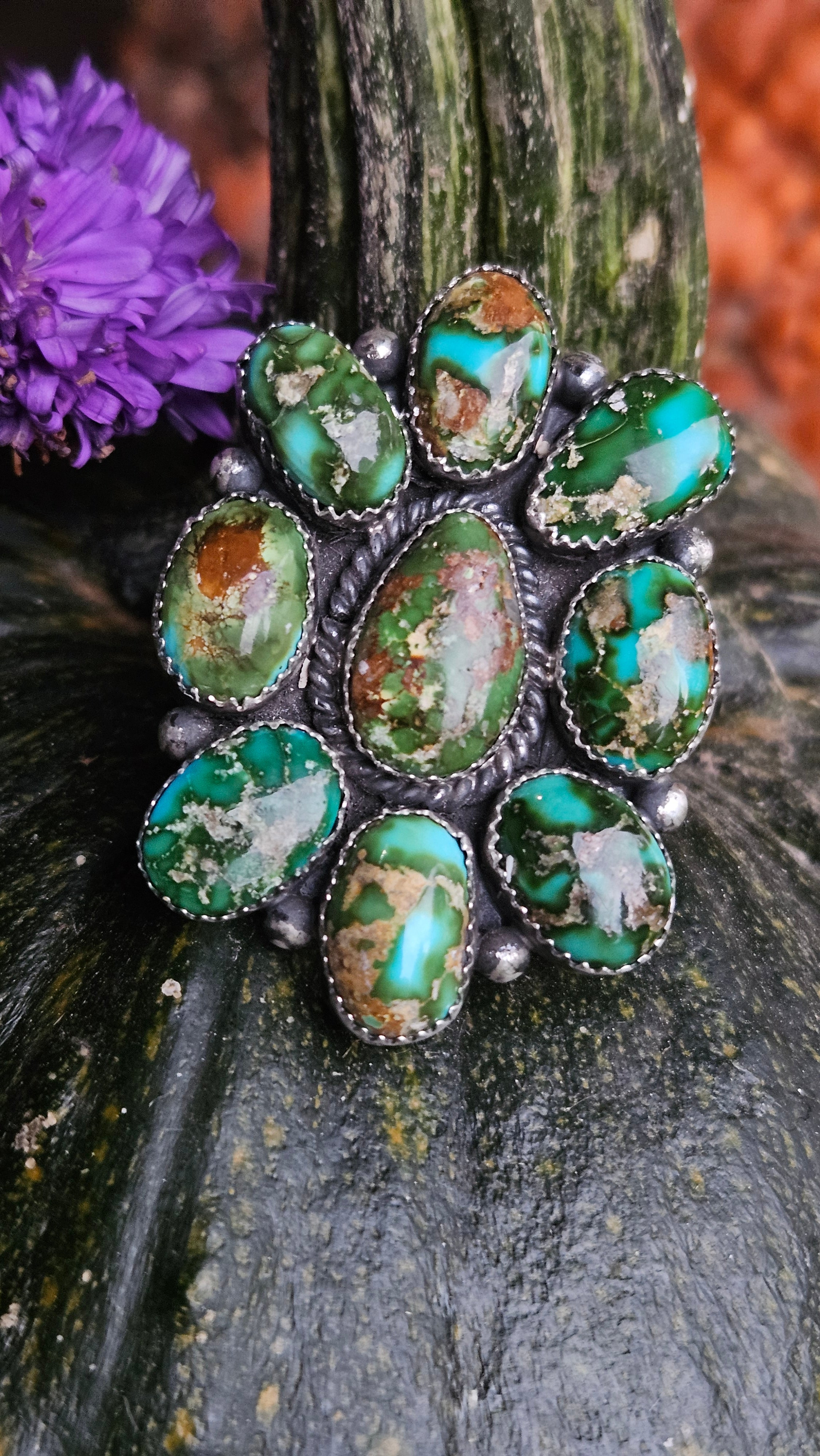 Deep Green Sonoran Statement Cluster Ring SALE
