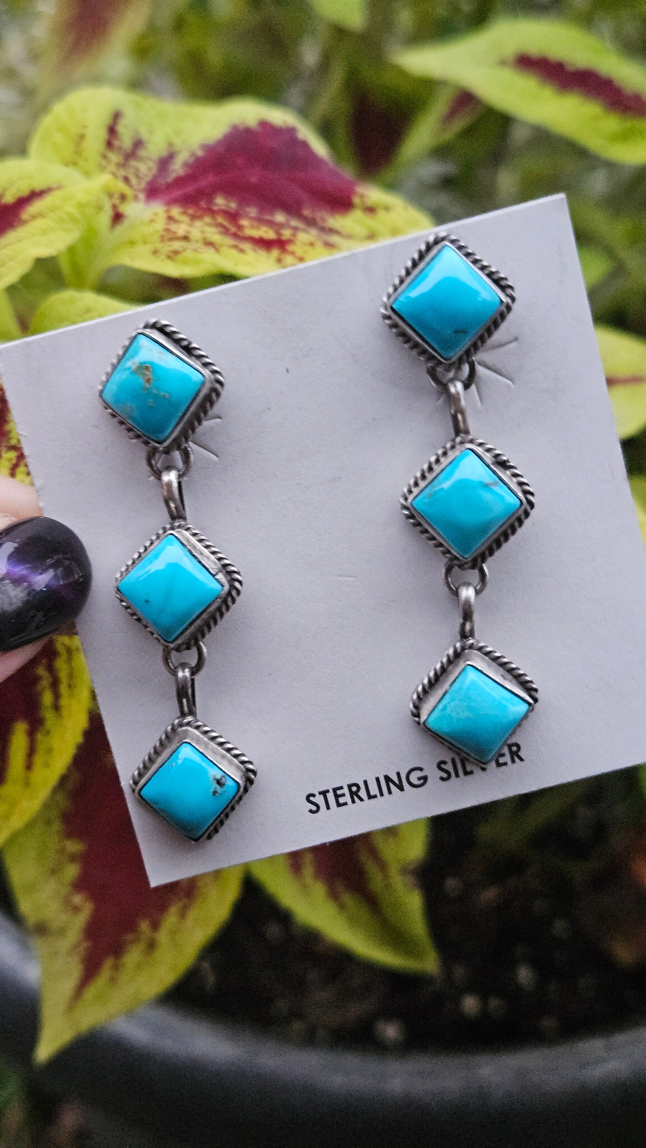 Turquoise Diamond Dangle Earrings SALE