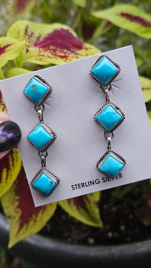 Turquoise Diamond Dangle Earrings SALE