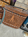 Tooled Leather Big Thunderbird Train Case Travel Case Box SALE
