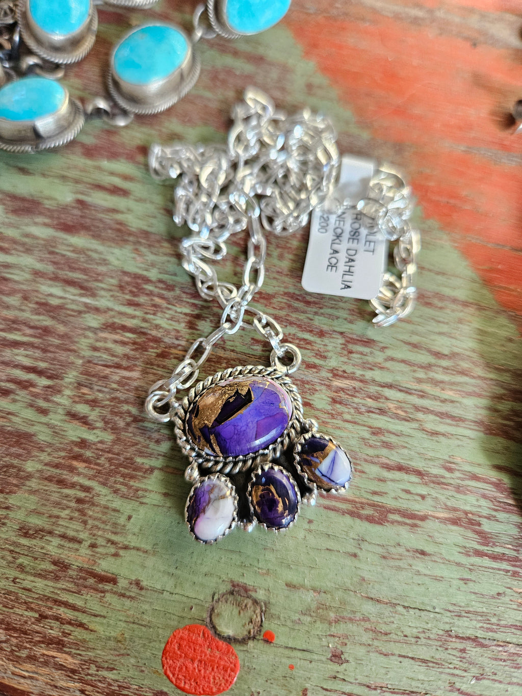 Purple Haze Violet Dahlia Cluster Necklace