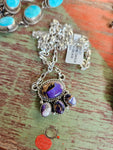 Purple Haze Violet Dahlia Cluster Necklace