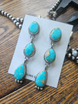 3 Stone Turquoise Earrings
