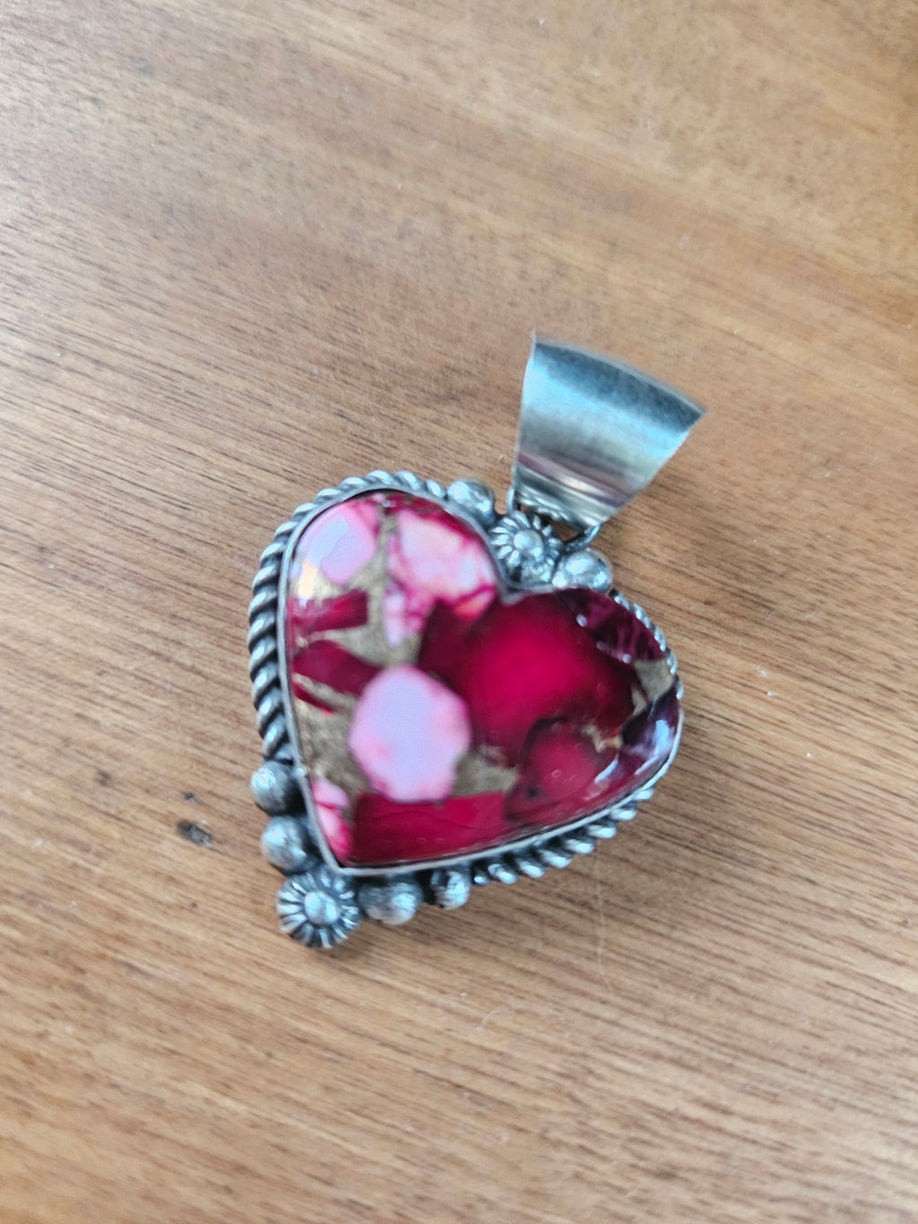 Rose Dahlia Heart Pendant