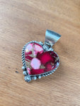 Rose Dahlia Heart Pendant