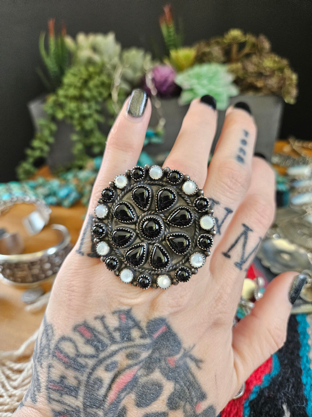 Onyx & Mother of Pearl Statement Ring