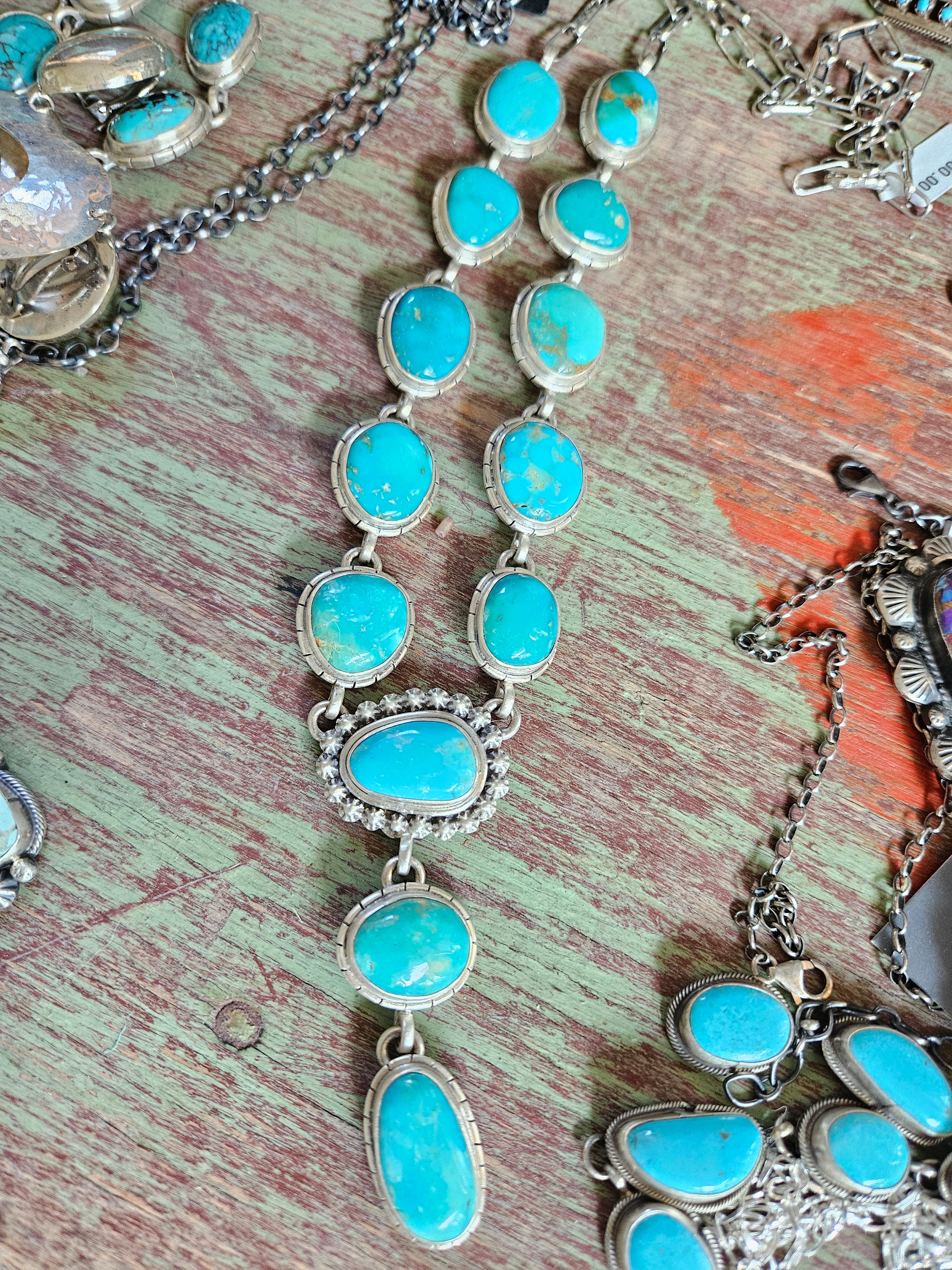 Sleeping Beauty Turquoise Lariat Necklace