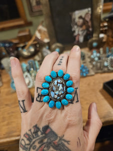 Golden Hills Turquoise Cluster Ring SALE