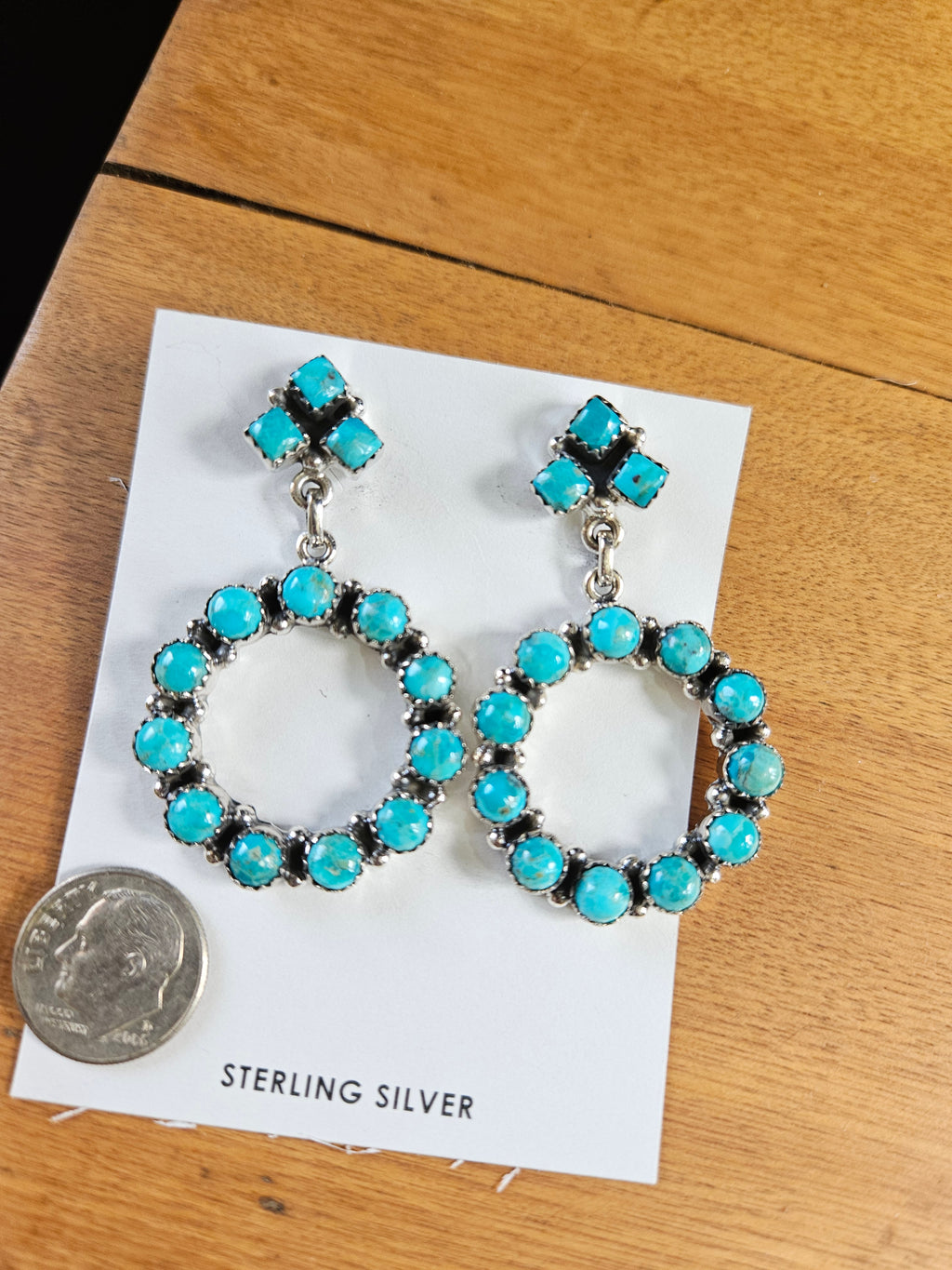 Turquoise Circle Chandelier Earrings SALE