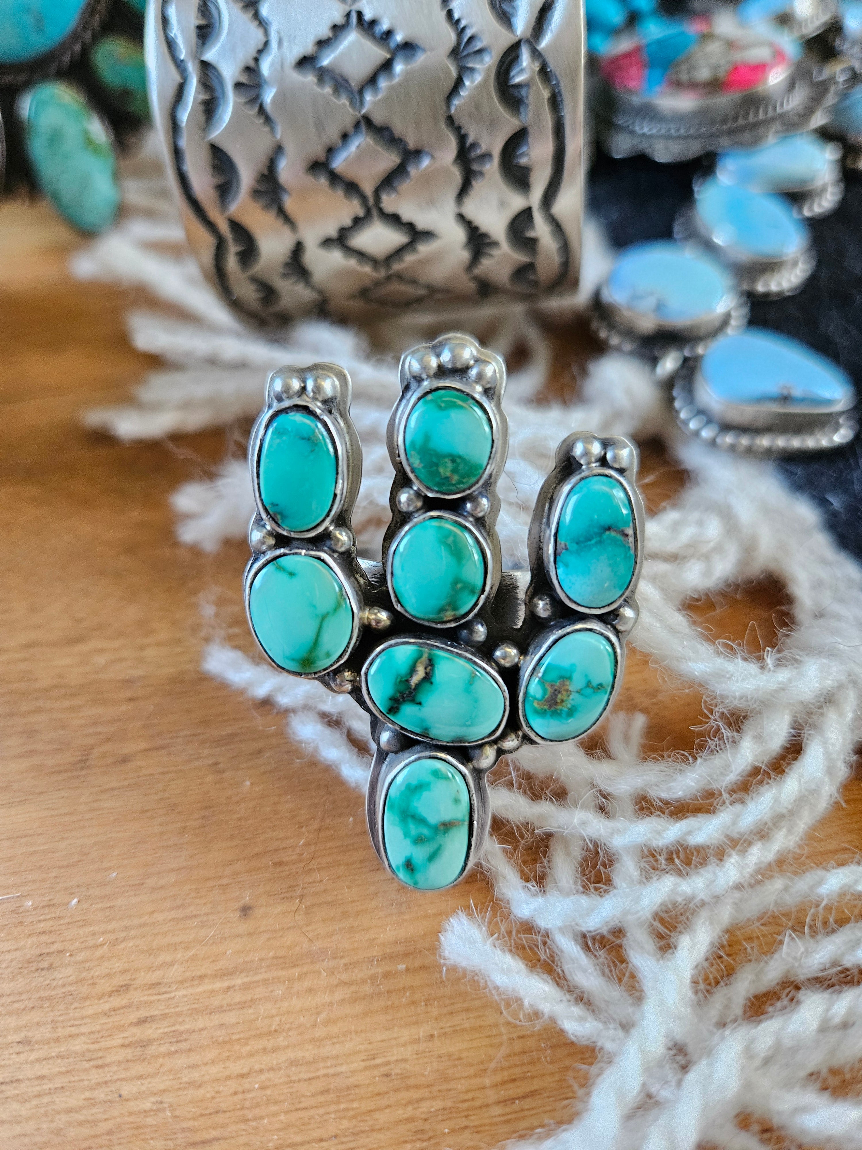 Sonoran Gold Turquoise Cactus Statement Ring