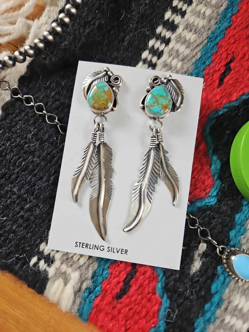 Turquoise Feather Statement Earrings