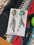 Turquoise Feather Statement Earrings