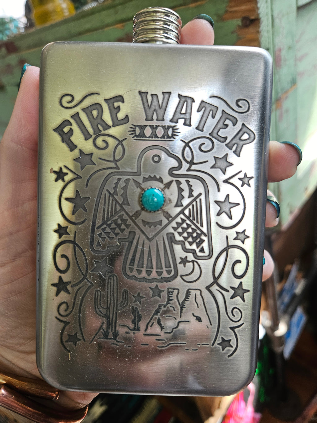 In stock ready to ship Fire Water Thunderbird Flask
