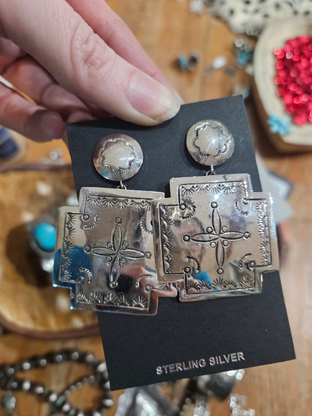 Concho Cross Earrings