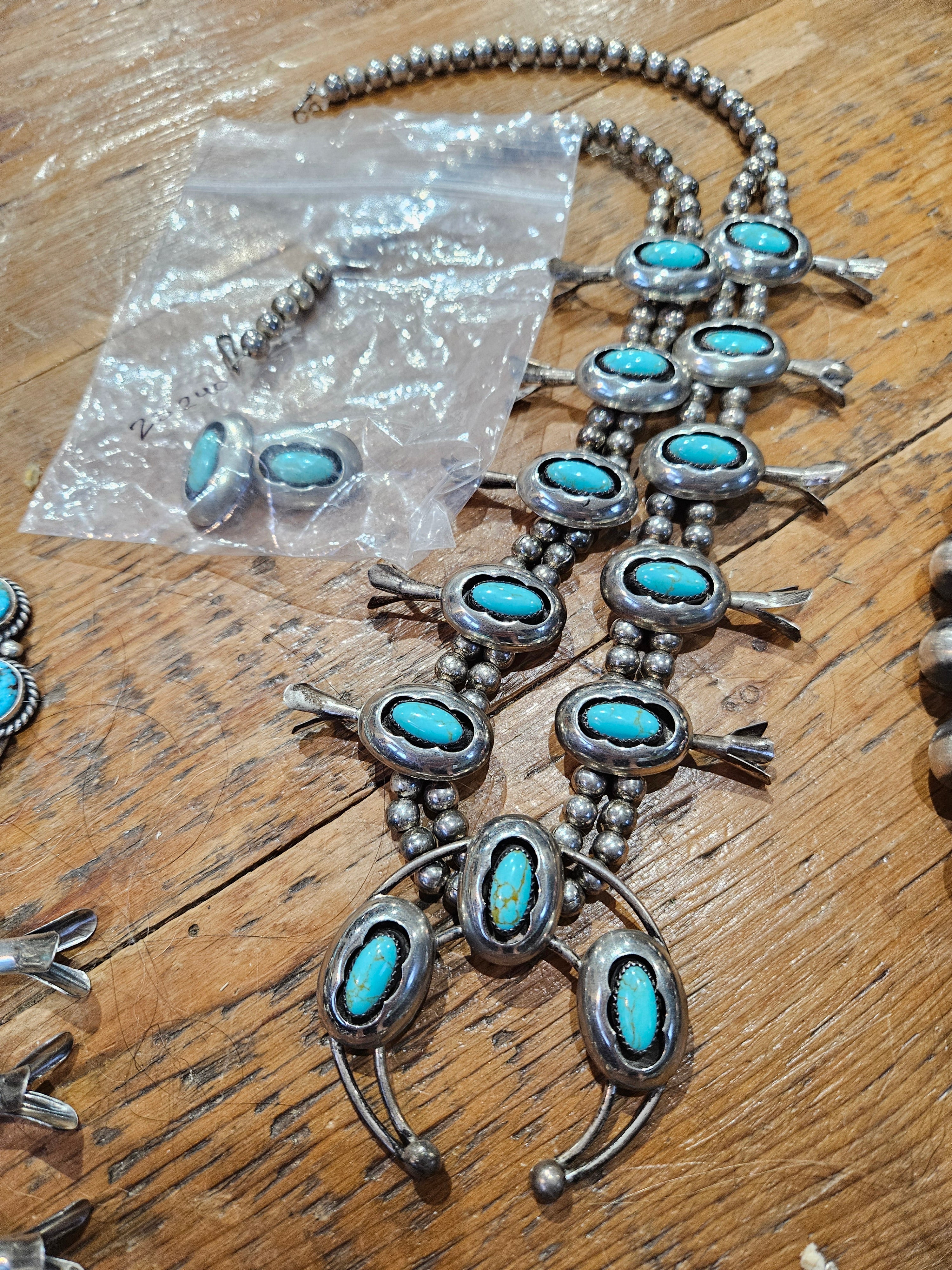 Vintage Turquoise Shadowbox Squash Blossom