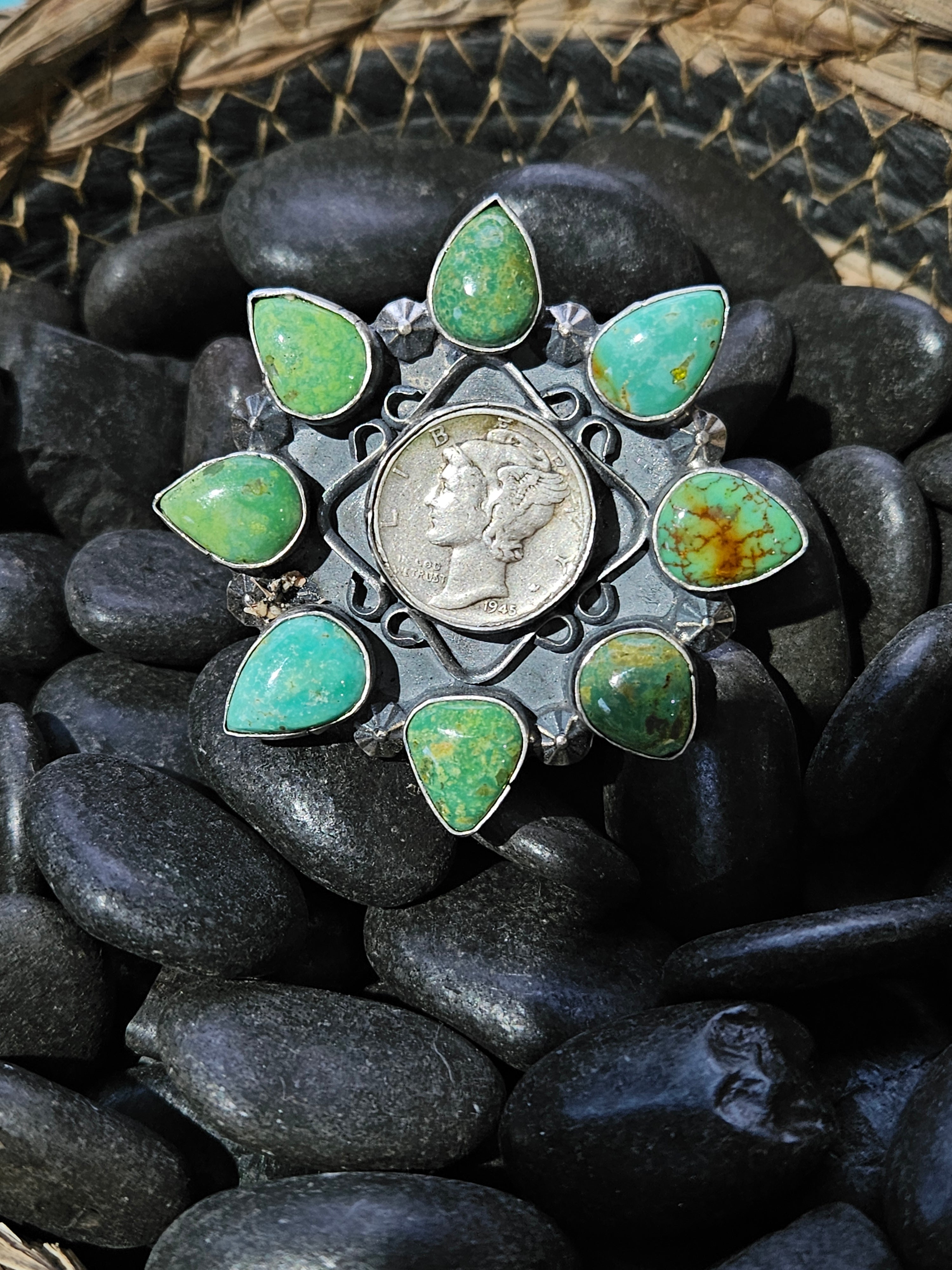 Coin Dime Cluster Statement Ring