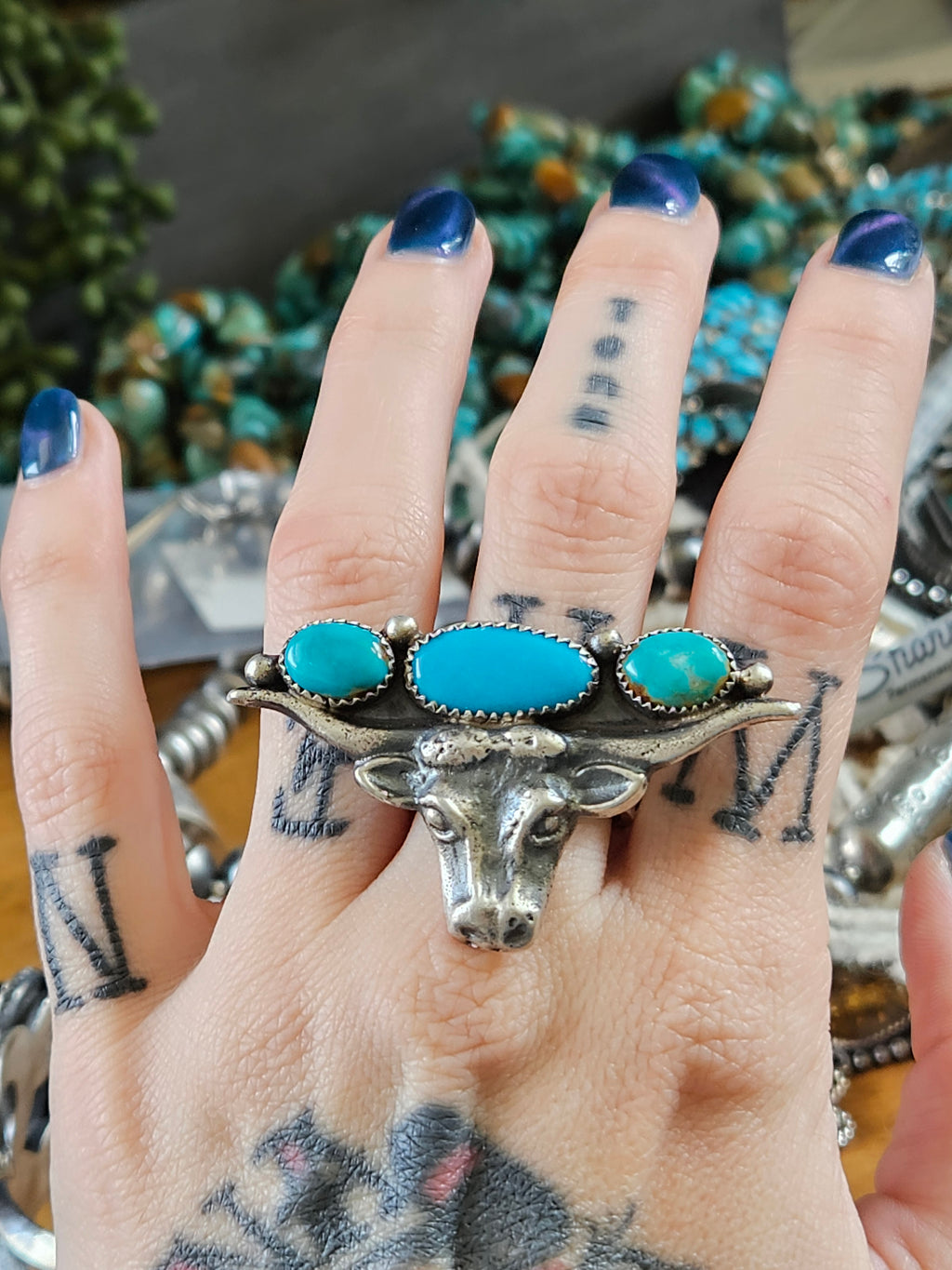 Big Turquoise Longhorn Ring SALE