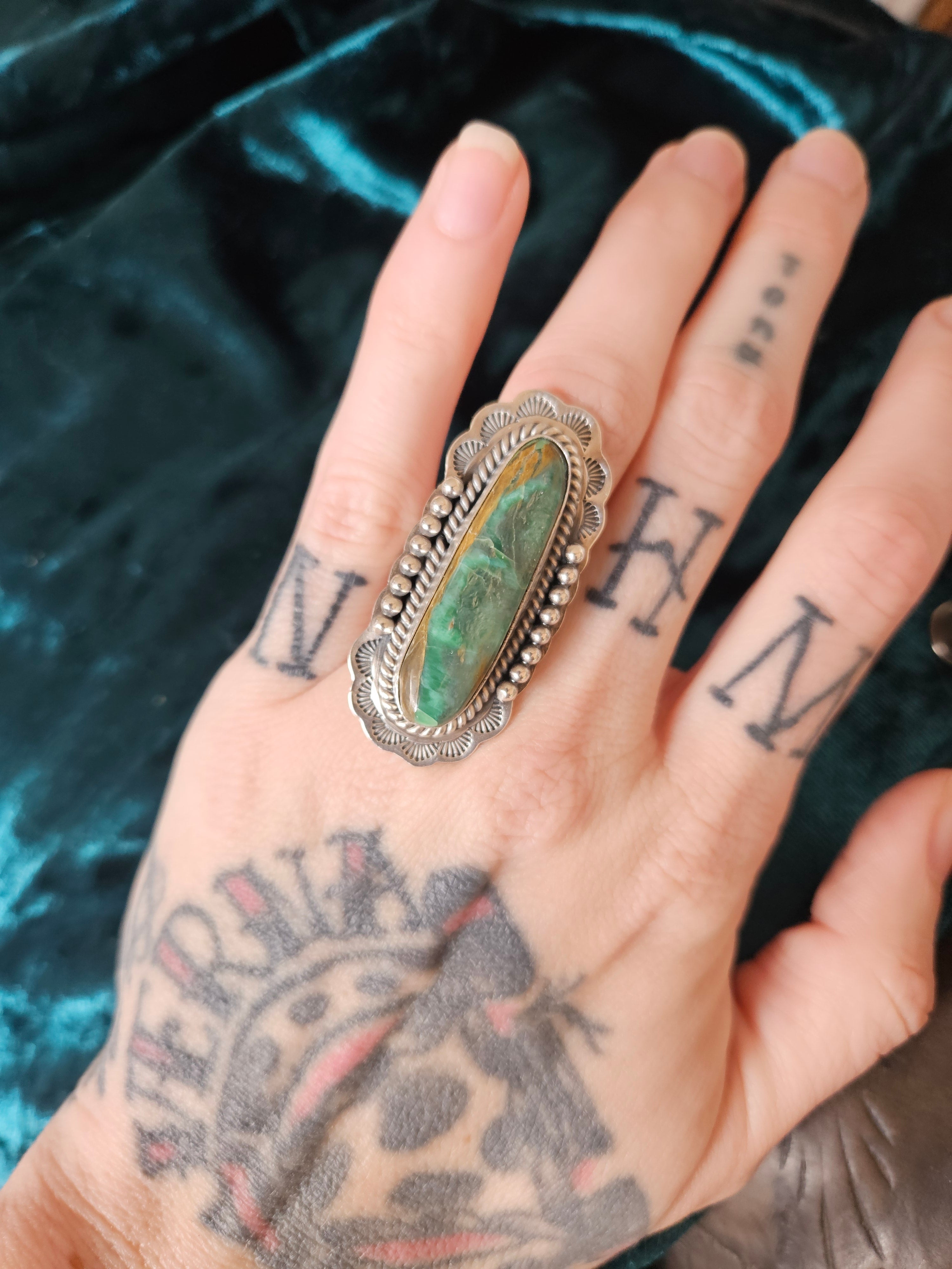 Gorgeous Green Concho Ring