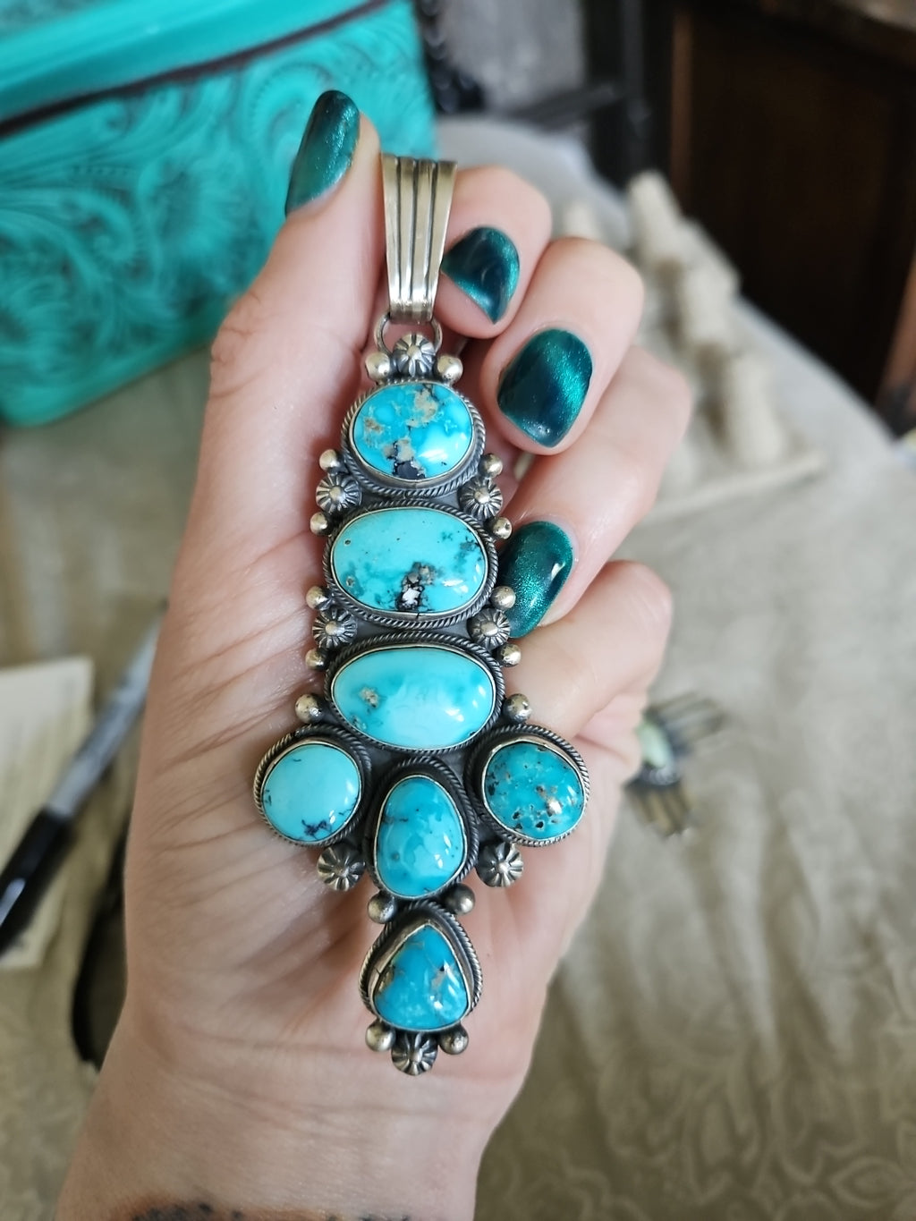 Gorgeous Blue Turquoise Statement Pendant